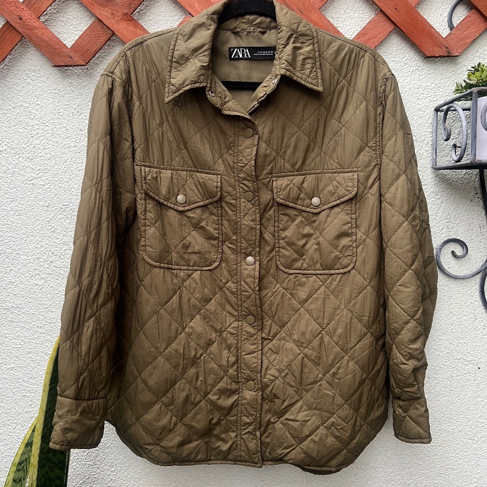 Zara Olive Green Puff Jacket